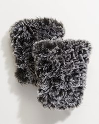Surell - Faux Fur Knitted Fingerless Mittens - Lyst