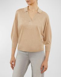 Peserico - 3/4-Sleeve Shimmer Knit Sweater - Lyst