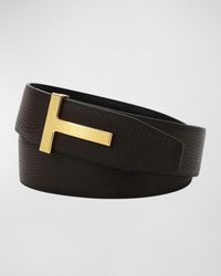 Tom Ford - Ridged T-Buckle Leather Belt - Lyst