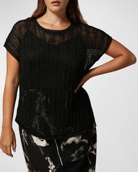 Marina Rinaldi - Plus Size Kentia Mesh-Knit Linen Sweater - Lyst