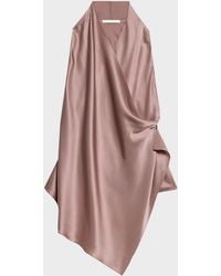 Helmut Lang - Draped Silk Asymmetric Scarf Top - Lyst