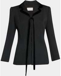 The Row - Celinde Velvet-Trim Stretch Wool Single-Breasted Jacket - Lyst