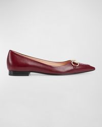 Gucci - Erin Leather Horsebit Ballerina Flats - Lyst