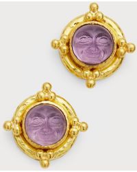 Elizabeth Locke - 19k Venetian Glass Intaglio Man In Moon With 4 Gold Triad Stud Earrings - Lyst