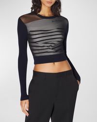 Jean Paul Gaultier - Contrasted Mariniere Mixed-Media Crop Top - Lyst