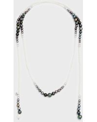 Utopia - 18k White Gold Lariat With Multihued Pearls, 3-10mm - Lyst