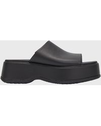 Sorel - Dayspring Leather Platform Slide Sandals - Lyst