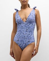 Etro - Paisley-printed V-neck One-piece Swimsuit - Lyst