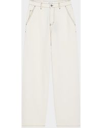 Ami Paris - Apos;S Cotton Contrast-Stitched Wide-Leg Trousers - Lyst