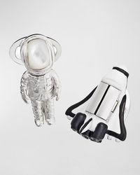 Jan Leslie - Shuttle & Astronaut Sterling Silver/gemstone Cufflinks - Lyst