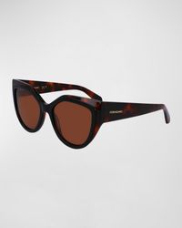 Ferragamo - Classic Logo Acetate Cat-Eye Sunglasses - Lyst