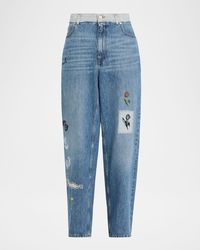 Marni - Embroidered Straight-Leg Denim Trousers - Lyst