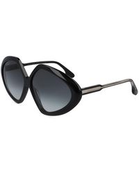 Victoria Beckham - Geometric Oval Chevron Acetate Sunglasses - Lyst