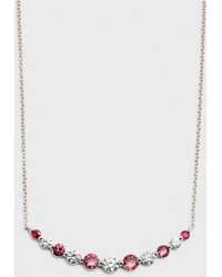 Neiman Marcus - 18k White Gold Round Ruby And Round Diamond Gh/si1 Smily Necklace, 18"l - Lyst