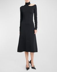 Ferragamo - Turtleneck Cold-Shoulder Long-Sleeve Midi Sweater Dress - Lyst
