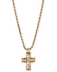 Emanuele Bicocchi Men's Hand-carved Cross Pendant Necklace, Golden - Metallic