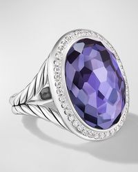 David Yurman - Oval Ring With Gemstone And Diamonds - Lyst