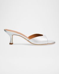 STAUD - Brigitte Metallic Leather Kitten-Heel Mules - Lyst