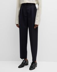 The Row - Corby Pleated Tapered Wool Pants - Lyst