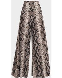LAPOINTE - Snakeskin-Print Mesh Wide-Leg Pants - Lyst