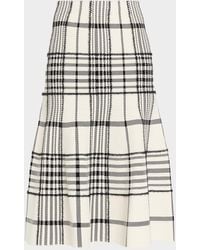 Brandon Maxwell - Rory Check Flare Midi Skirt - Lyst