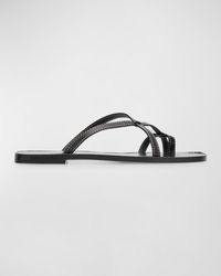 The Row - Link Leather Toe-Loop Slide Sandals - Lyst