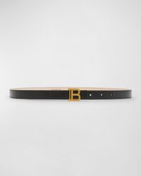 Balmain - B-Monogram Embossed Leather Skinny Belt - Lyst