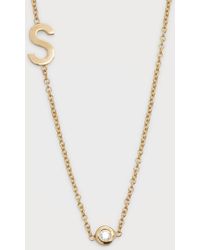 Zoe Lev - 14k Gold Asymmetrical Initial And Bezel Diamond Necklace - Lyst