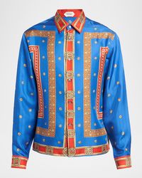 Versace - Apos;S Barocco Button-Front Silk Shirt - Lyst