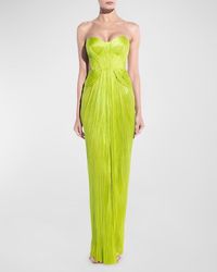 Maria Lucia Hohan - Caly Strapless Cutout Plisse Slit Gown - Lyst