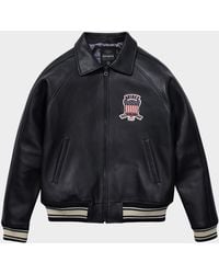 Avirex - Apos;S Icon Logo Leather Bomber Jacket - Lyst