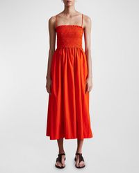 Apiece Apart - Porta Smocked Organic Cotton Midi Dress - Lyst
