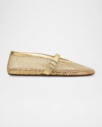 Alaïa - Metallic Net Mary Jane Ballerina Flats - Lyst