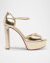 Christian Louboutin - 130Mm Sandaloo Metallic Platform Sandals - Lyst