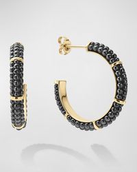 Lagos - 21mm Black Caviar & 18k Gold Hoop Earrings - Lyst