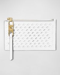 MICHAEL Michael Kors - Empire Small Woven Leather Card Case - Lyst