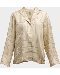 TOTEME - Monogram-Embroidered Silk Pajama Top - Lyst