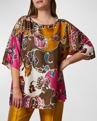 Marina Rinaldi - Plus Size Ragusa Floral-Print Silk Twill Blouse - Lyst
