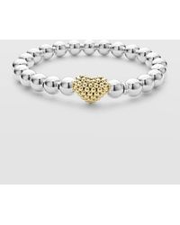 Lagos - Sterling And 18K Signature Caviar Heart 8Mm Ball Stretch Bracelet - Lyst