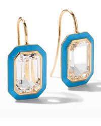 Goshwara - 18k Queen Rock Crystal And Turquoise Enamel Hook Earrings - Lyst