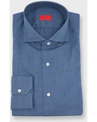 Isaia - Solid Chambray Sport Shirt - Lyst