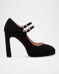 Stuart Weitzman - 100Mm Babette Suede Platform Mary Janes - Lyst