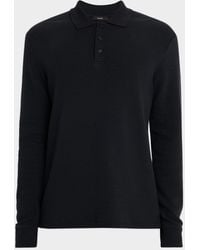 Vince - Cotton Basketweave Long-Sleeve Polo Shirt - Lyst