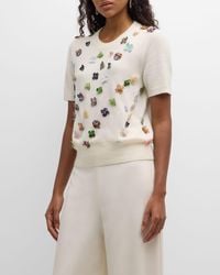 Libertine - Button Town Embellished Short-Sleeve Cashmere Sweater - Lyst