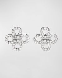 Tory Burch - Small Kira Clover Pave Stud Earrings - Lyst