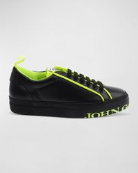 John Galliano - Neon Logo Leather Low-Top Sneakers - Lyst