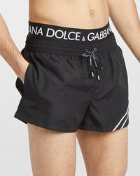 Dolce & Gabbana - Swim Shorts With Dg Logo Waist - Lyst