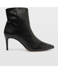 SCHUTZ SHOES - Mikki Mid Leather Pointed-toe Booties - Lyst