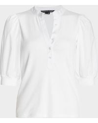 Veronica Beard - Coralee Puff Sleeve Button-Front Top - Lyst
