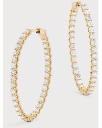 Neiman Marcus - 18k Yellow Gold Gh/si1 Diamond Oval-shaped Hoop Earrings, 1.75"l - Lyst